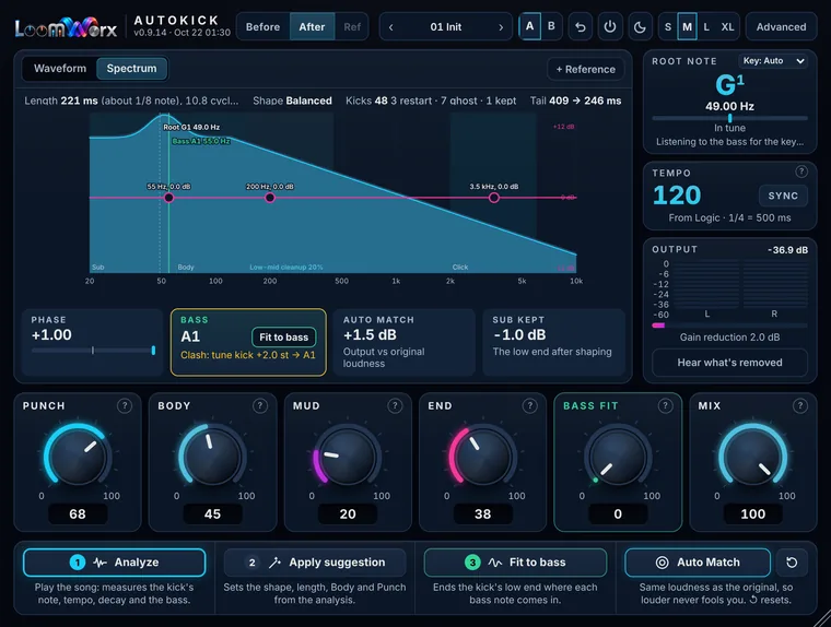 Spectrum with the bass note